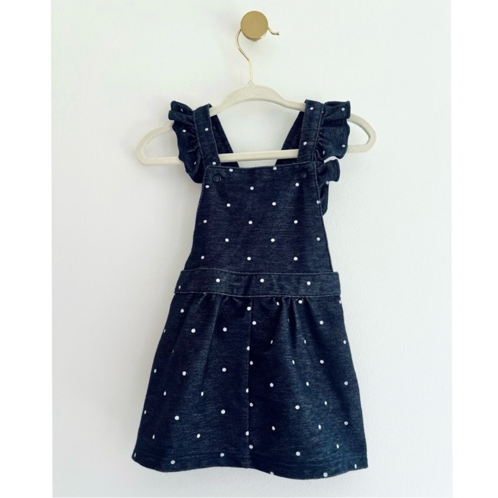 CARTER’S Dark Blue Polka Dot Flutter Sleeve Skirtall Dress BABY 6 MTHS Like New - Picture 4 of 4